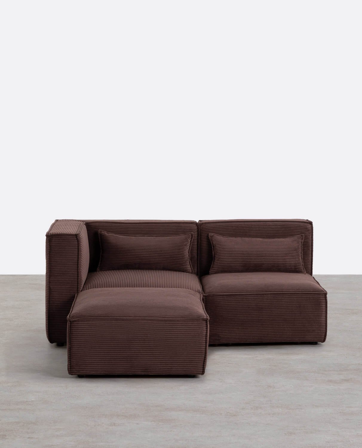 Divano Modulare 2 Pezzi un Angolare una Poltrona e Pouf in Velluto a Coste Spesse Kilhe, immagine della galleria 1