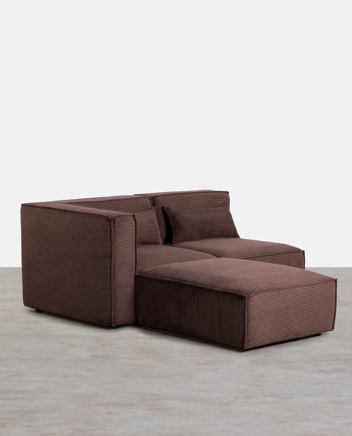 Divano Modulare 2 Pezzi un Angolare una Poltrona e Pouf in Velluto a Coste Spesse Kilhe, immagine della galleria 2