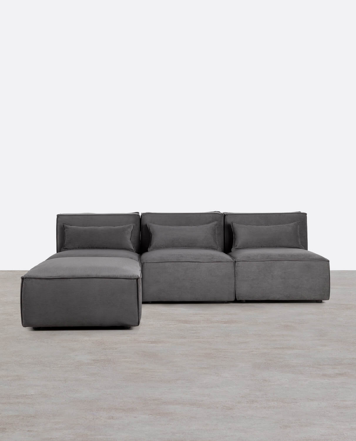 Divano Modulare 3 Pezzi e Pouf in Velluto a Coste Kilhe, immagine della galleria 1