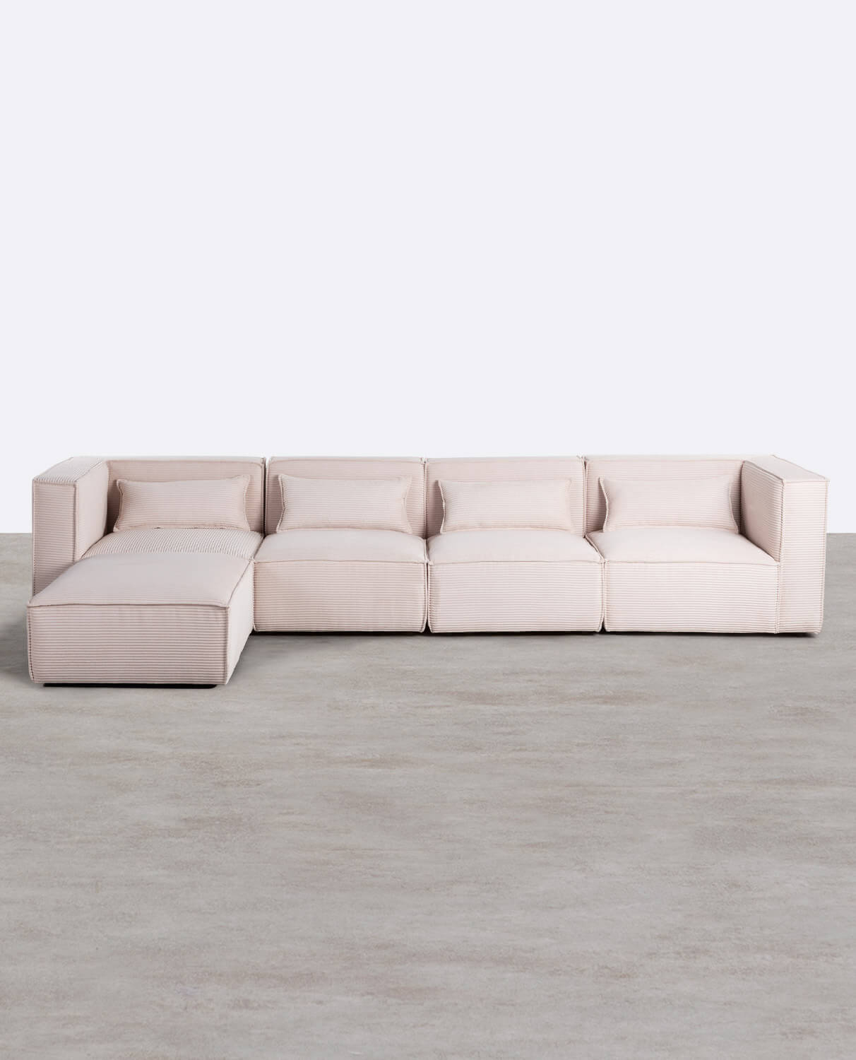 Divano Modulare 4 Pezzi con 2 Poltrone Angolari e Pouf in Velluto a Coste Spesse Kilhe , immagine della galleria 1