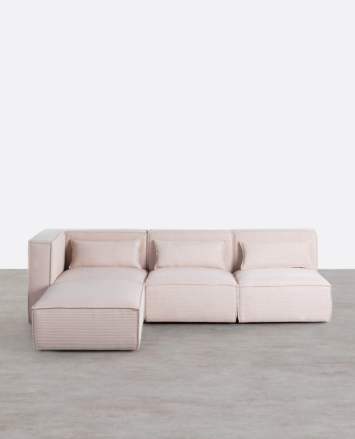Divano Modulare 3 Pezzi una Poltrona Angolare 2 Poltrone e Pouf in Velluto a Coste Spesse Kilhe, immagine della galleria 1