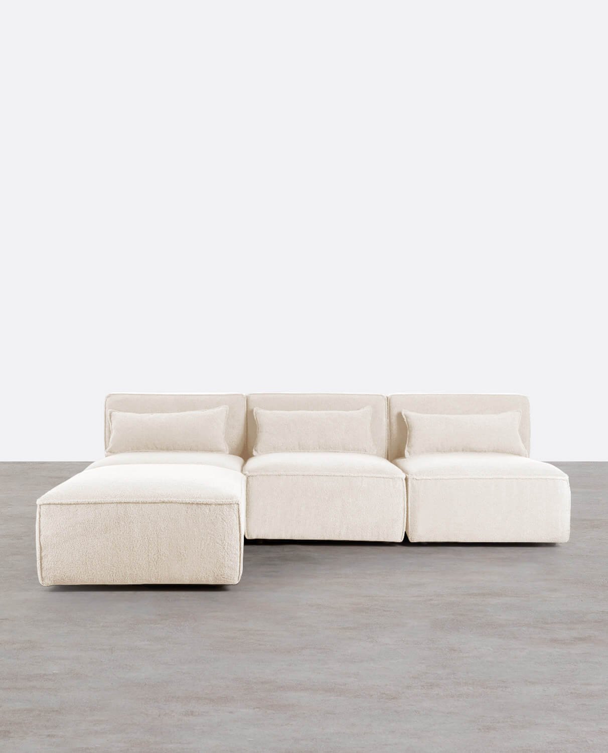 Divano Modulare 3 Pezzi e Pouf in Tessuto Bouclé Kilhe, immagine della galleria 1