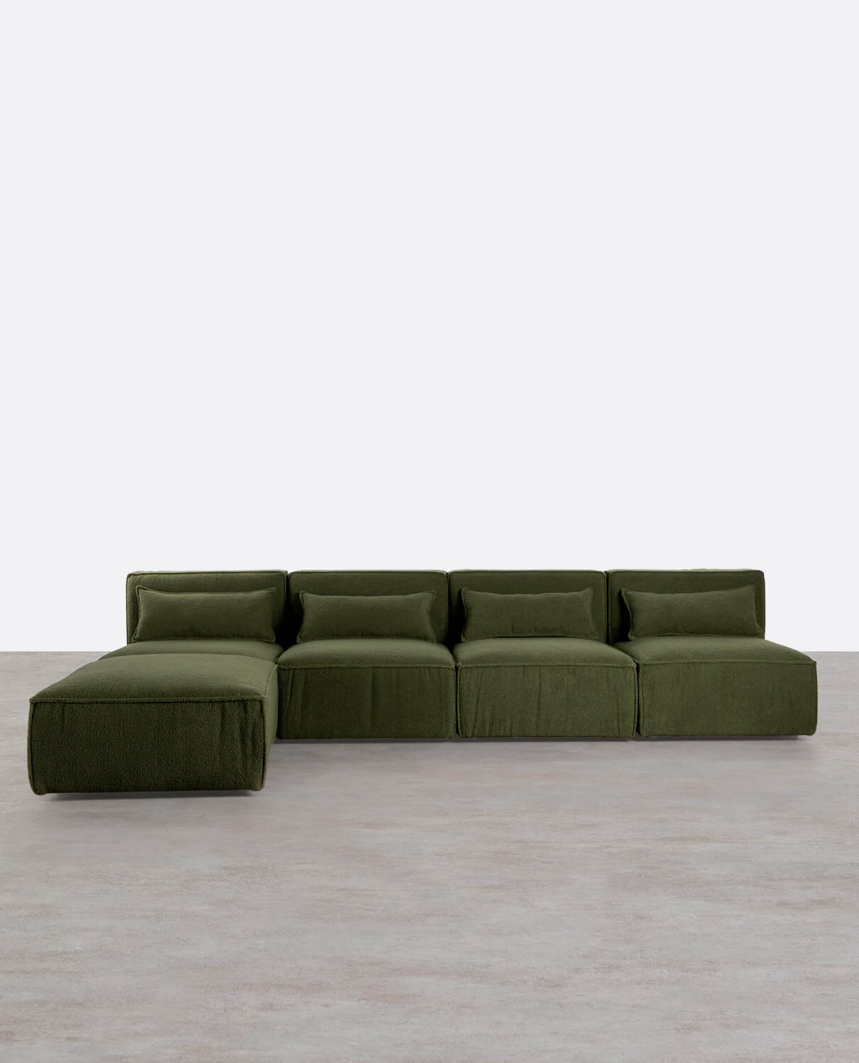 Divano Modulare 4 Pezzi e Pouf in Tessuto Bouclé Kilhe, immagine della galleria 1