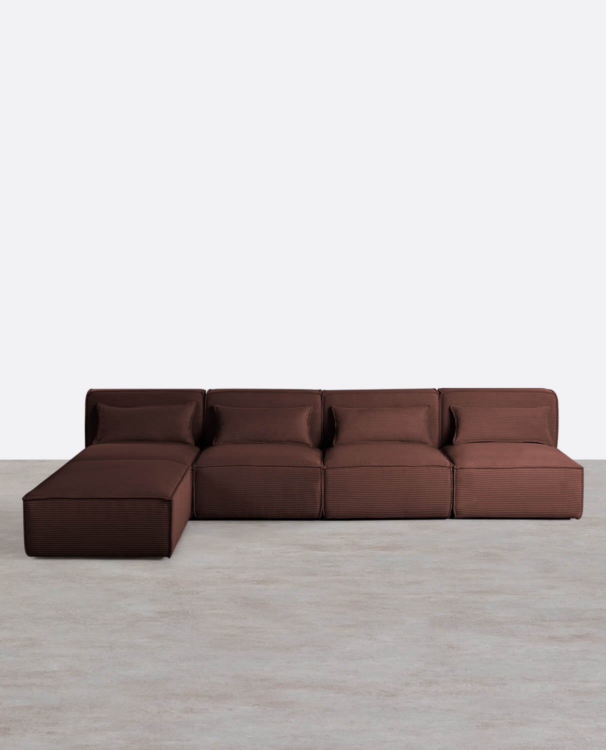 Divano Modulare 4 Pezzi con Pouf in Velluto a Coste Spesse Kilhe, immagine della galleria 1