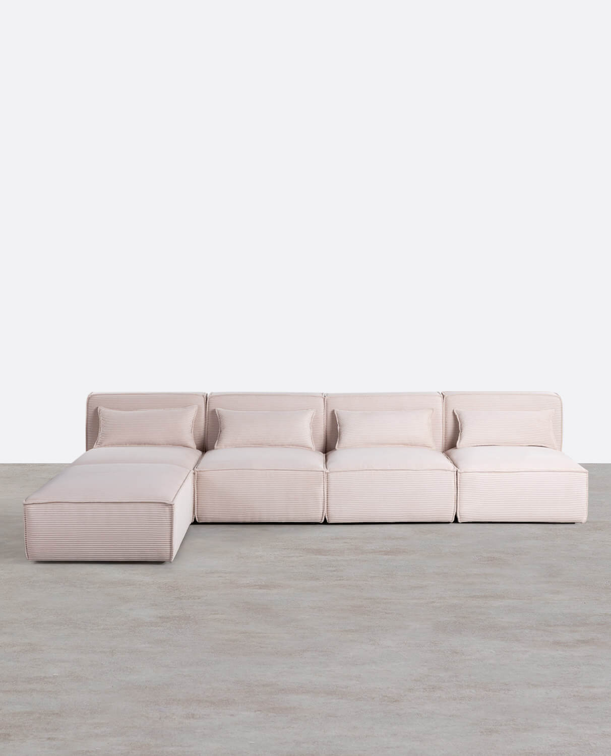 Divano Modulare 4 Pezzi con Pouf in Velluto a Coste Spesse Kilhe, immagine della galleria 1