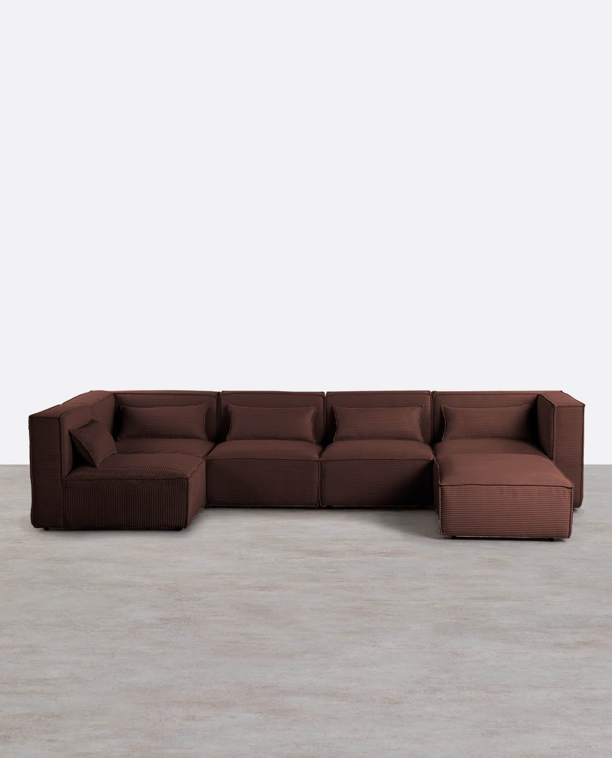 Divano Modulare 5 Pezzi con Pouf in Velluto a Coste Spesse Kilhe, immagine della galleria 1