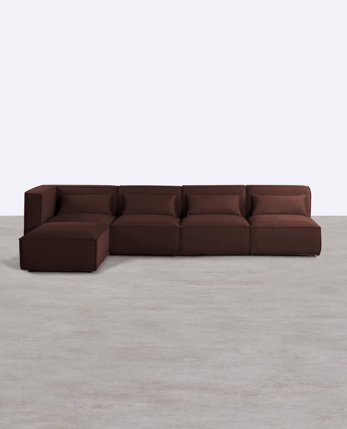Divano Modulare 4 Pezzi con 3 Poltrone e un Pouf in Velluto a Coste Spesse Kilhe, immagine della galleria 1