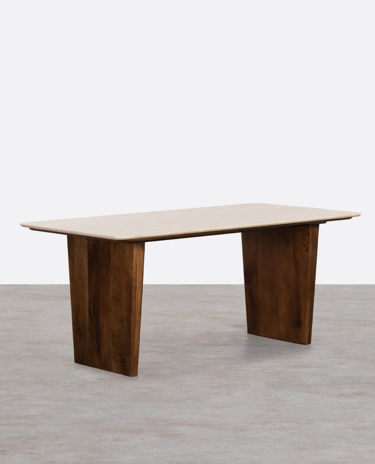 Tavolo da Pranzo Rettangolare in Marmo Egiziano e Legno di Mango (180x90 cm) Amatis, immagine della galleria 1