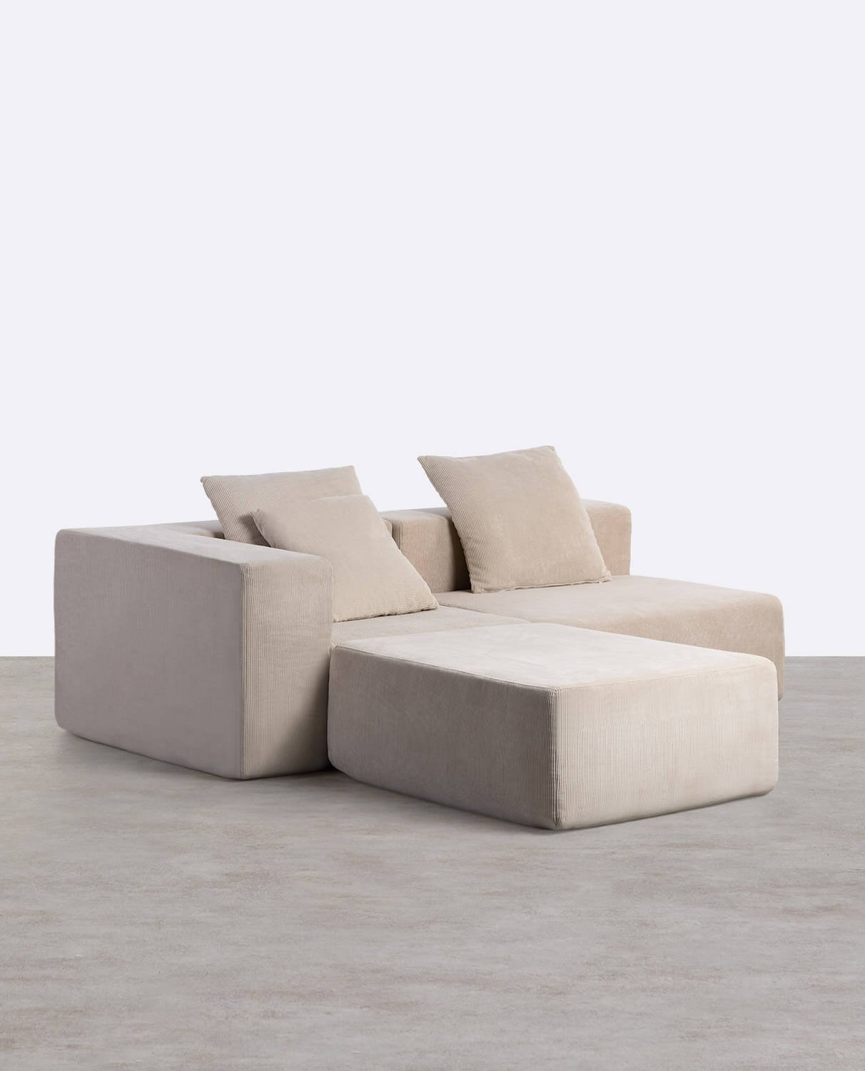 Divano Angolare 2 Pezzi e Poltrona con Pouf in Velluto a Coste Confezionato Sottovuoto Grecia, immagine della galleria 1