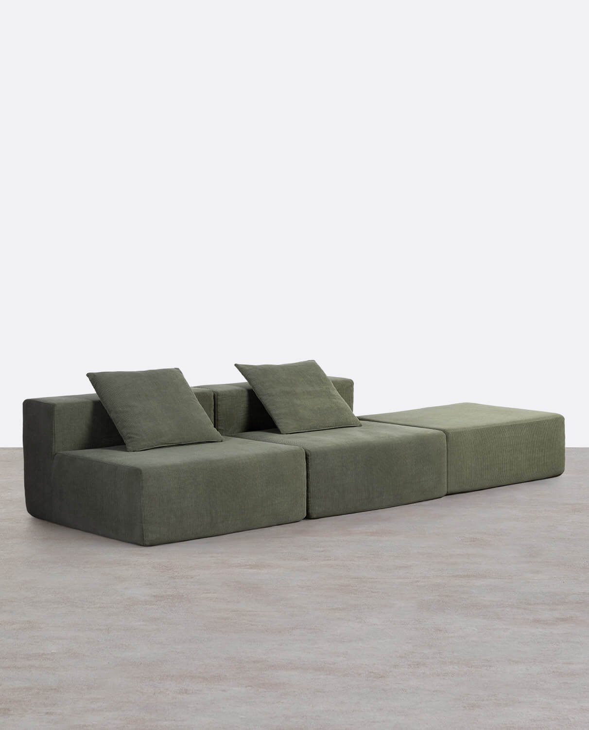 Divano 2 Pezzi con Pouf in Velluto a Coste Confezionato Sottovuoto Grecia, immagine della galleria 1