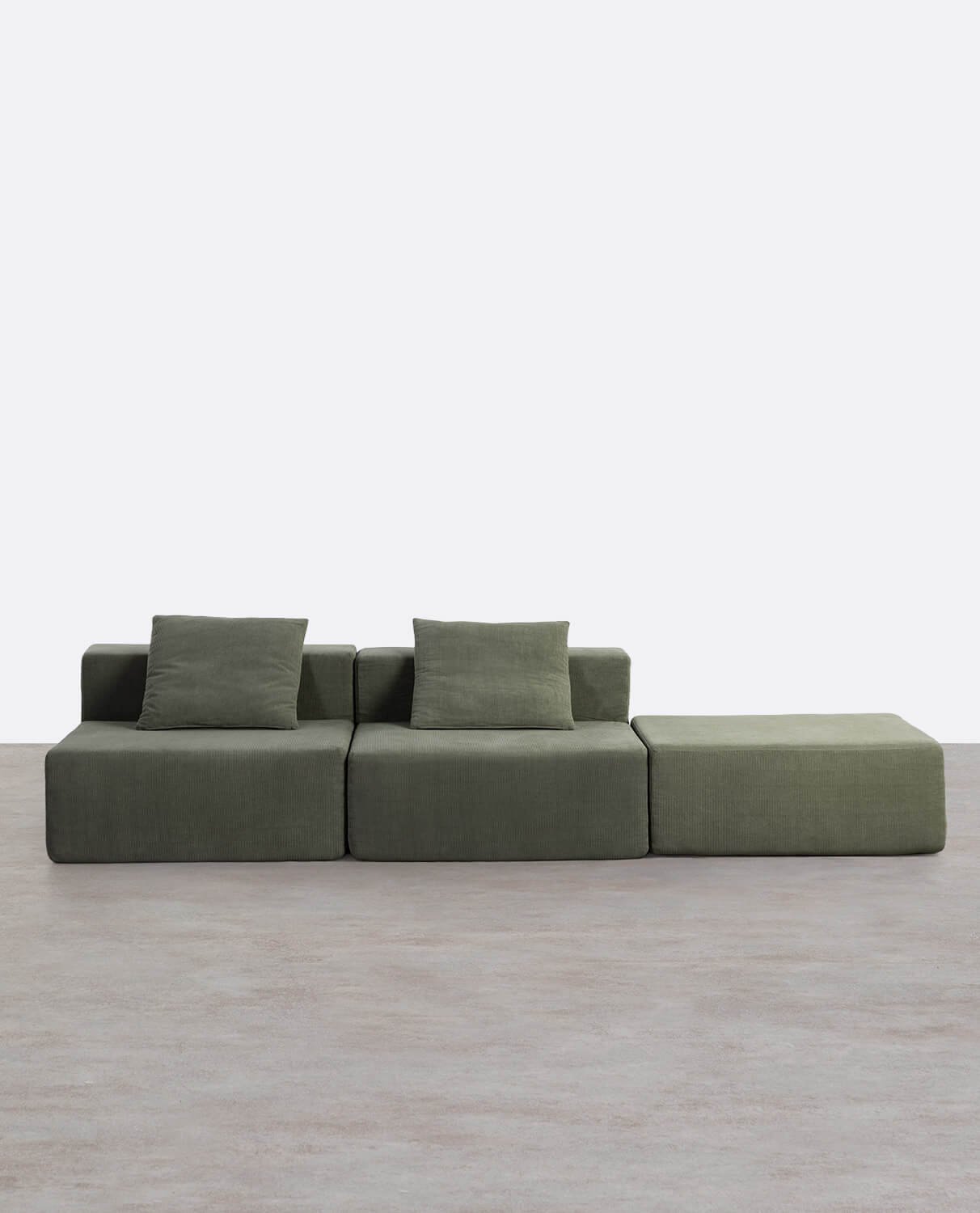 Divano 2 Pezzi con Pouf in Velluto a Coste Confezionato Sottovuoto Grecia, immagine della galleria 2