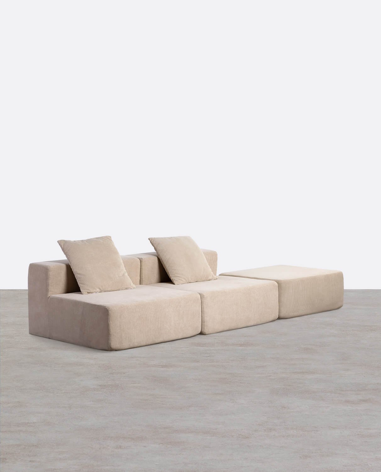 Divano 2 Pezzi con Pouf in Velluto a Coste Confezionato Sottovuoto Grecia, immagine della galleria 1