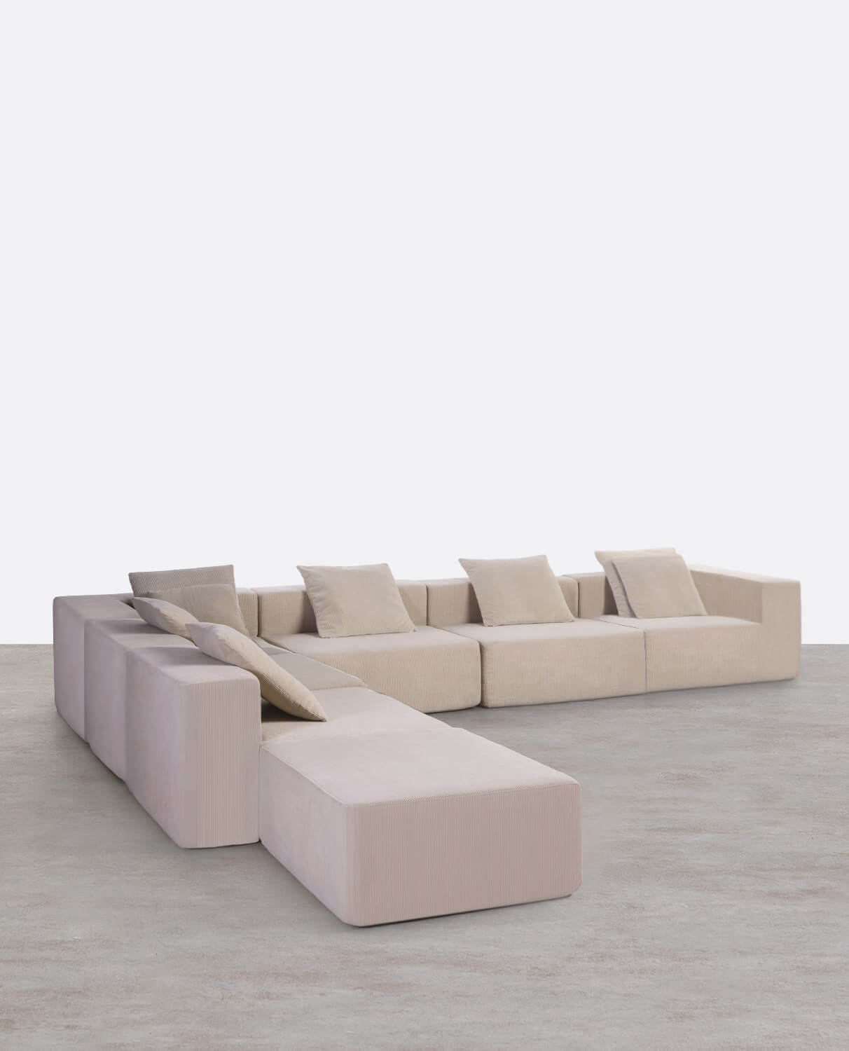 Divano a Soppalco a 6 Pezzi con Pouf in Velluto a Coste Sottovuoto Grecia, immagine della galleria 1