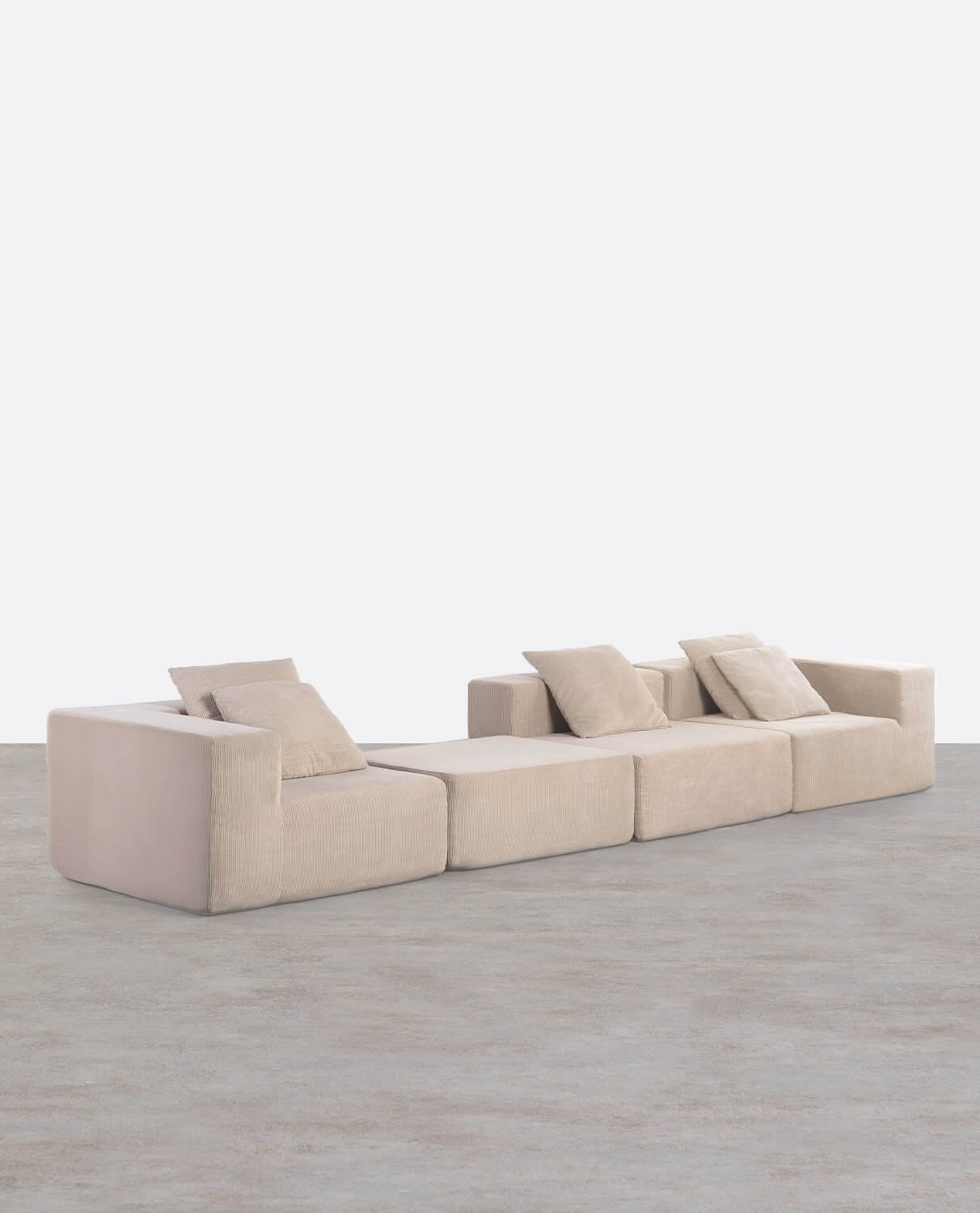 Divano Angolare 3 Pezzi con 1 Poltrona e Pouf in Velluto a Coste Confezionato Sottovuoto Grecia, immagine della galleria 1