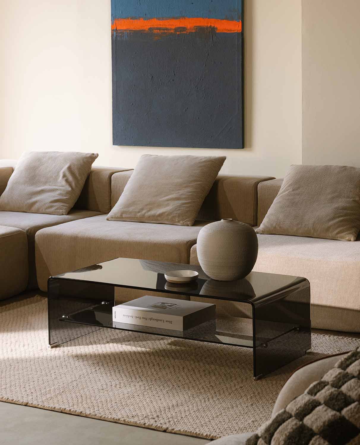 Divano Angolare a 3 Pezzi con 2 Poltrone e Pouf in Velluto a Coste Confezionato Sottovuoto Grecia, immagine della galleria 2