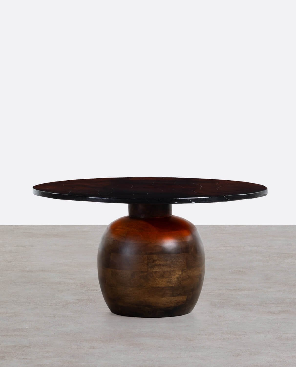 Tavolino da Caffè Rotondo in Legno di Mango e Vetro (Ø82 cm) Diua, immagine della galleria 1