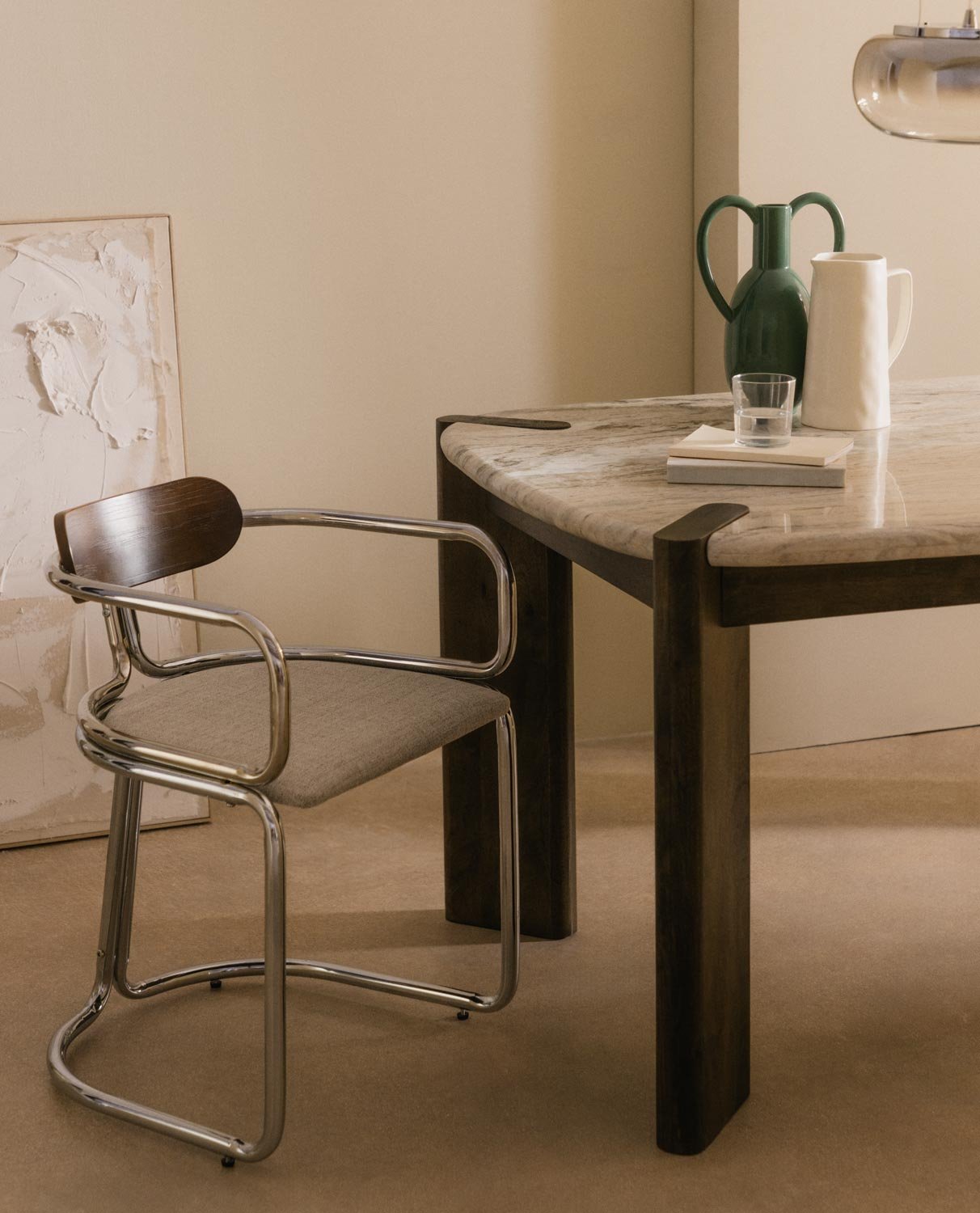 Sedia da Pranzo con Braccioli in Tessuto e Legno Teba, immagine della galleria 2