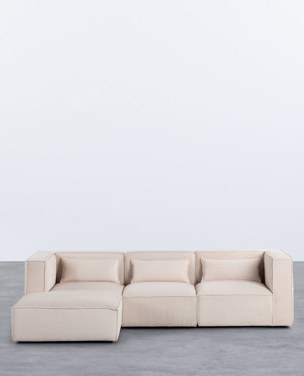 Divano Modulare a Chaise Longue in Velluto a Coste Grosso Kilhe