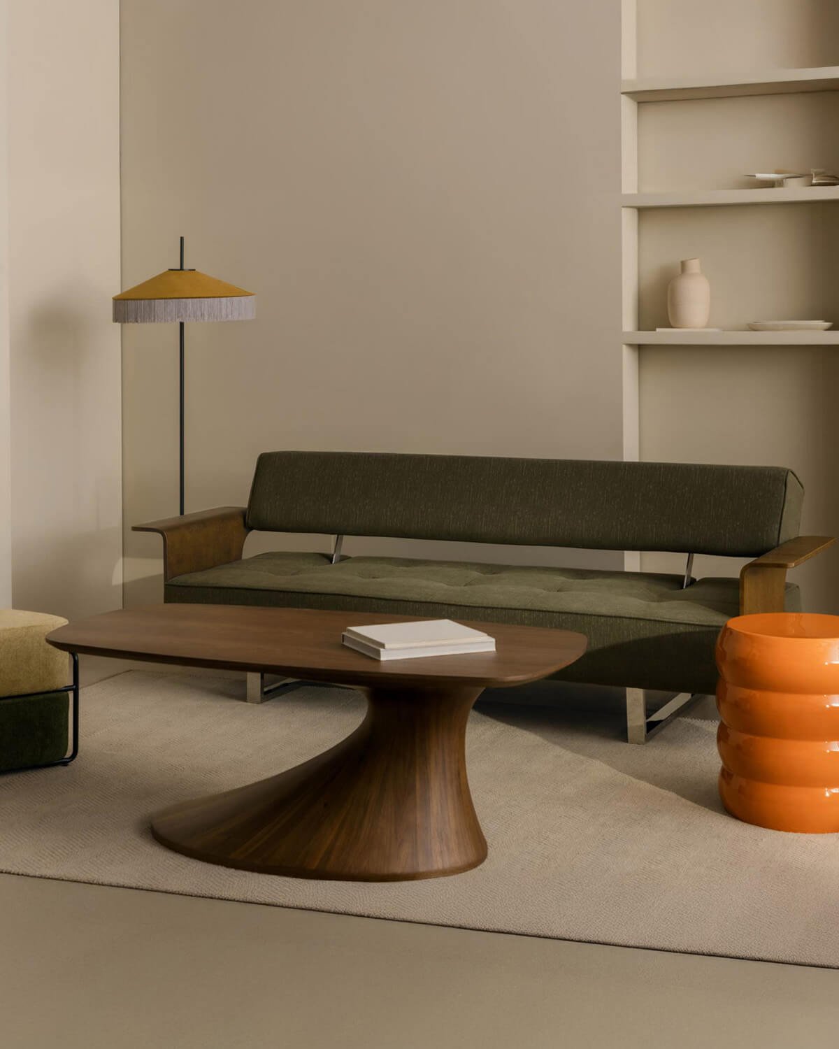 Divano Letto 3 Posti con Braccioli in Legno e Tessuto Nuovo 70S, immagine della galleria 2