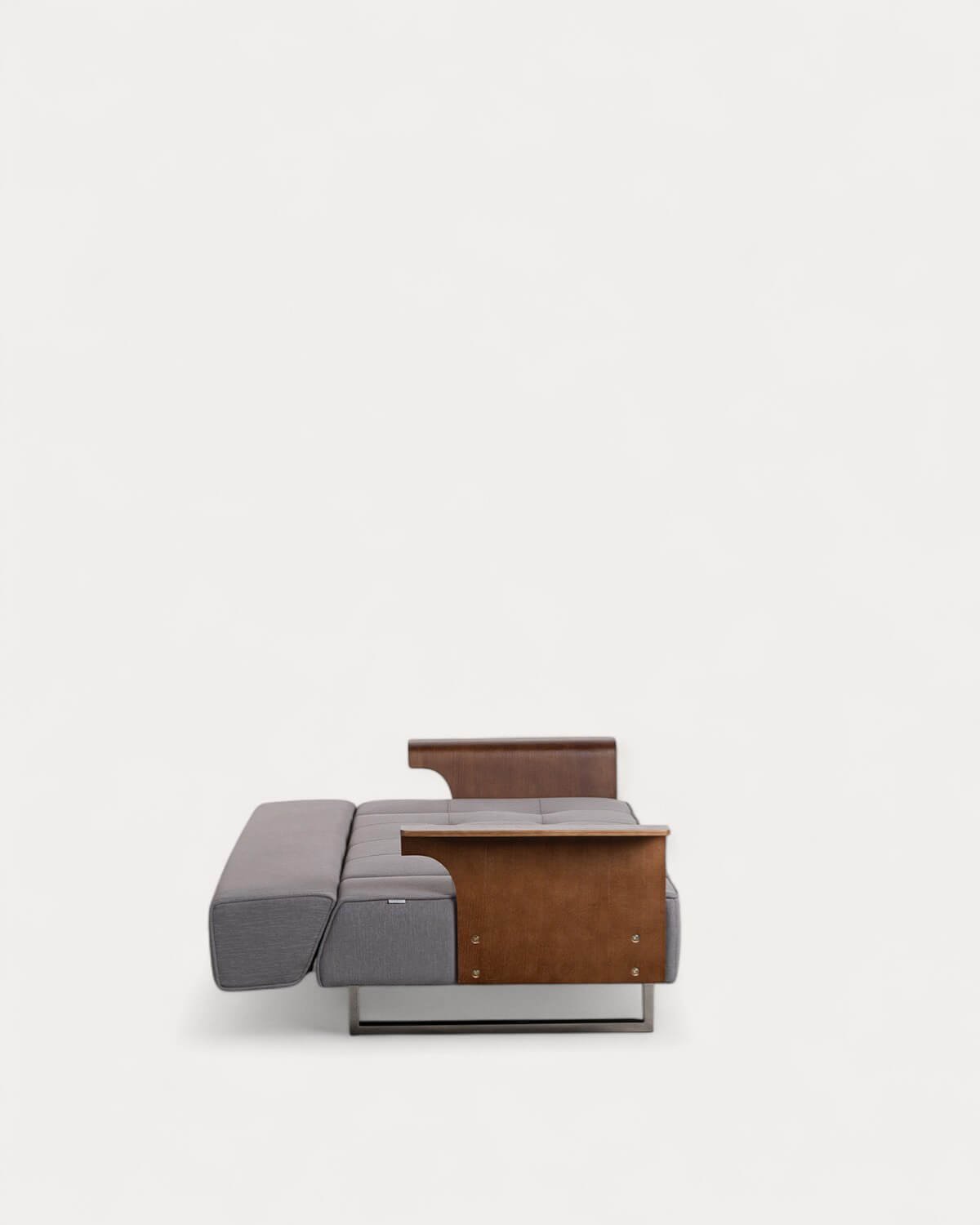 Divano Letto 3 Posti con Braccioli in Legno e Tessuto Nuovo 70S, immagine della galleria 4