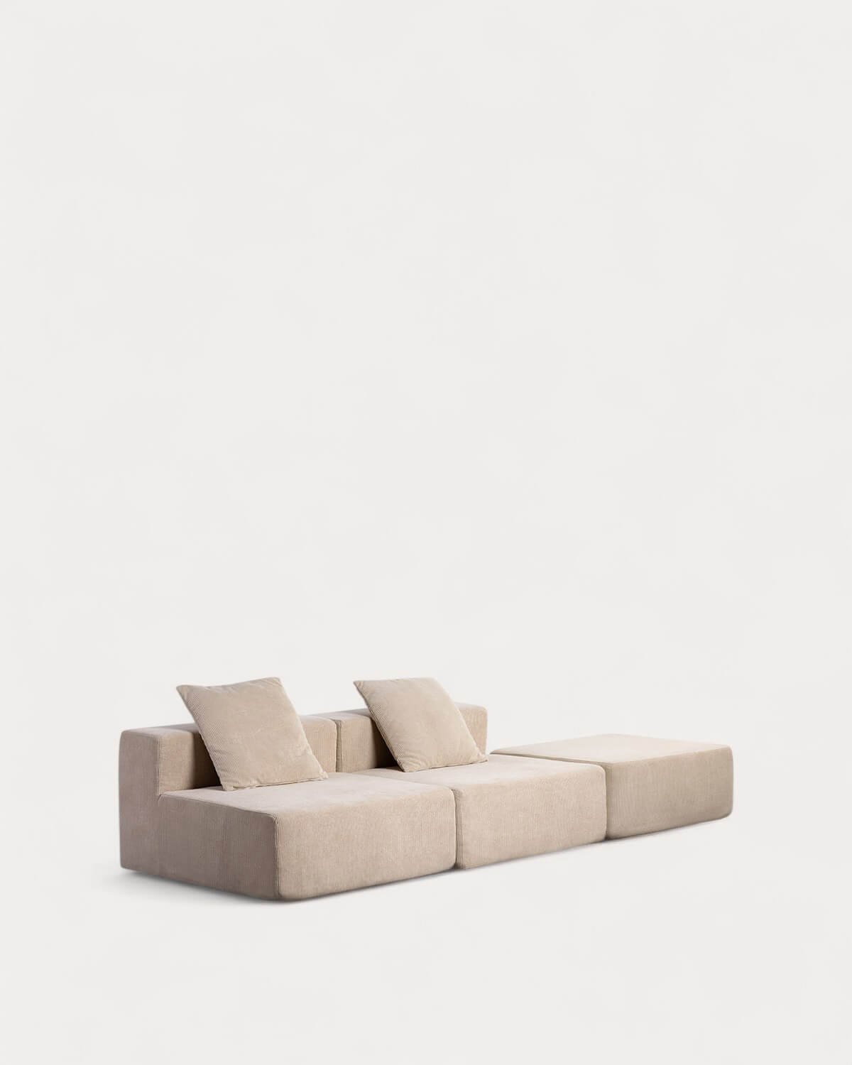 Divano 2 Pezzi con Pouf in Velluto a Coste Confezionato Sottovuoto Grecia, immagine della galleria 1
