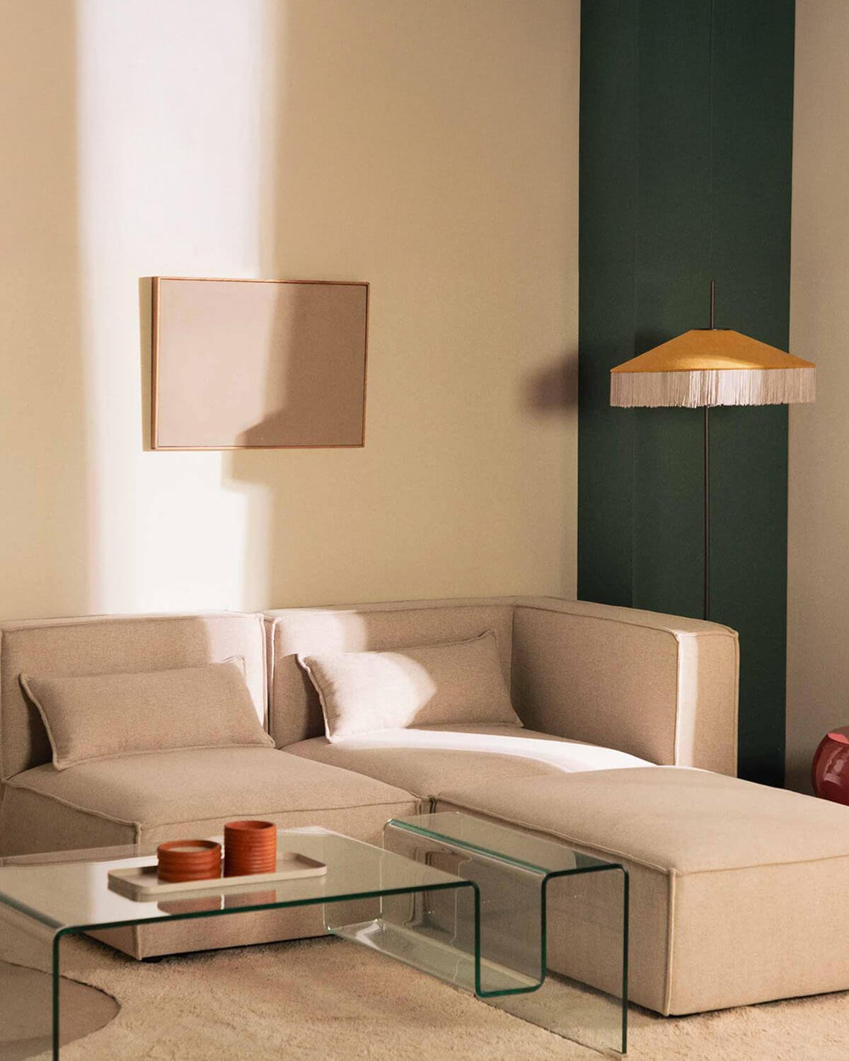 Divano Modulare Angolare 2 Pezzi e Pouf in Tessuto Kilhe, immagine della galleria 2