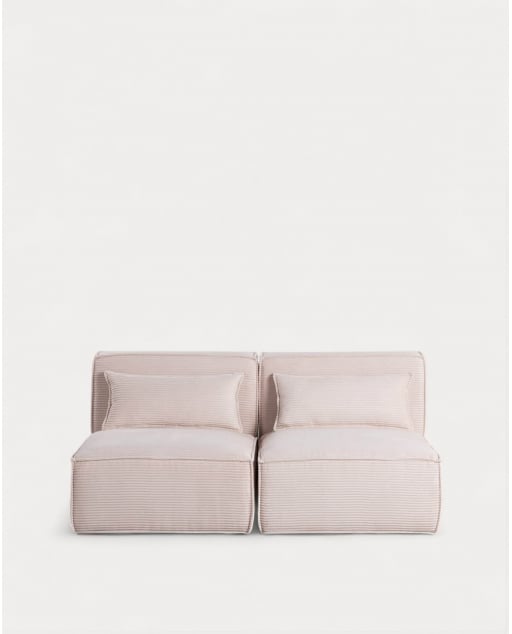 Divano modulare 2 pezzi in velluto a coste spesso Kilhe - Velluto A Coste Spesso -Beige Seashell