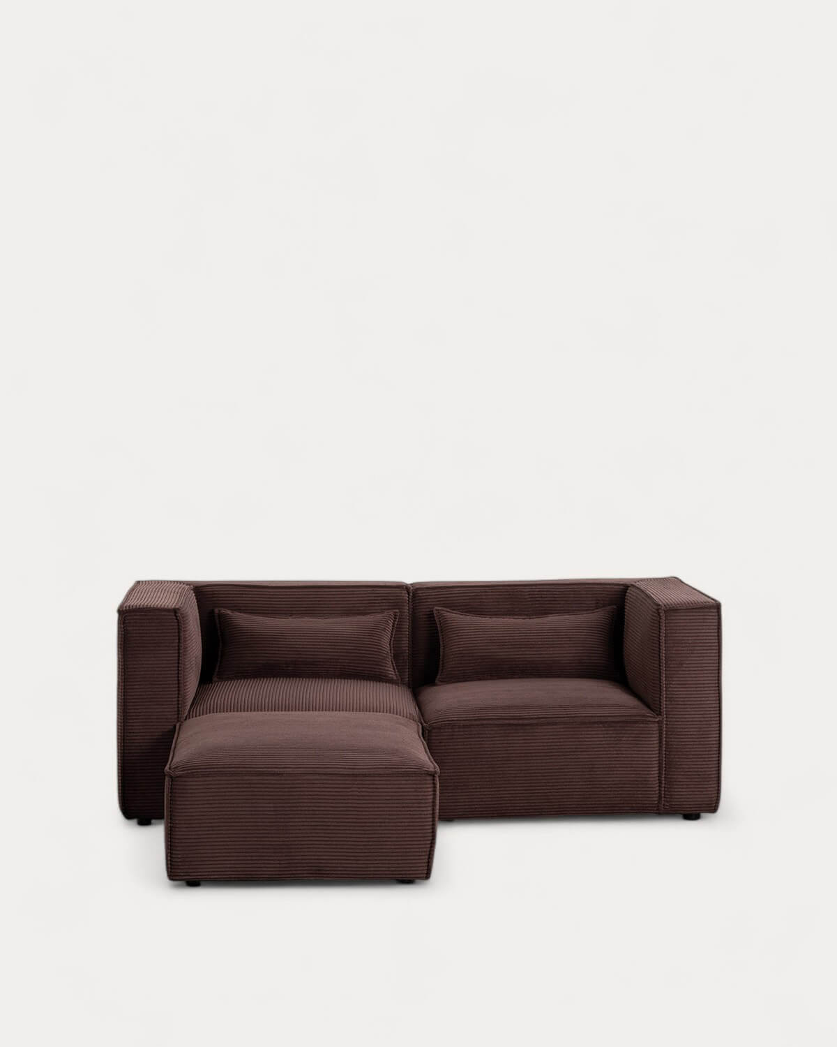 Divano Modulare 2 Pezzi Angolari con Pouf in Velluto a Coste Spesse Kilhe, immagine della galleria 2