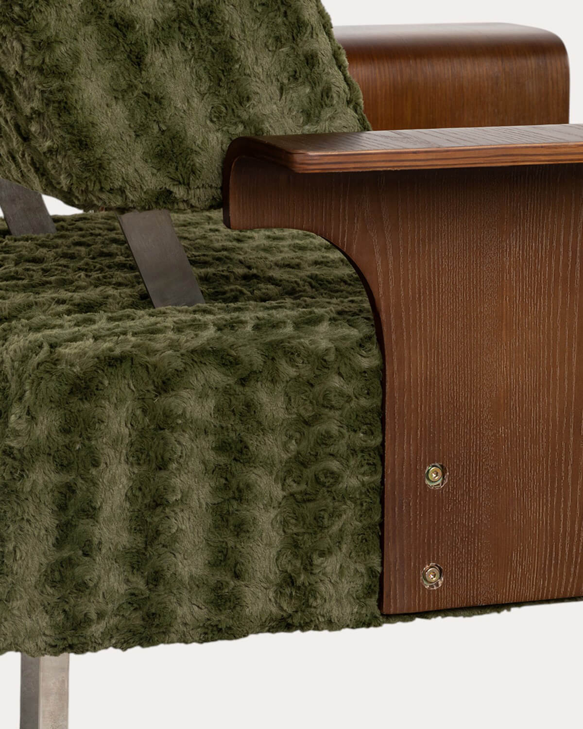 Pack 2 Poltrone Reclinabili con Braccioli in Legno e Tessuto 70s Furry, immagine della galleria 6