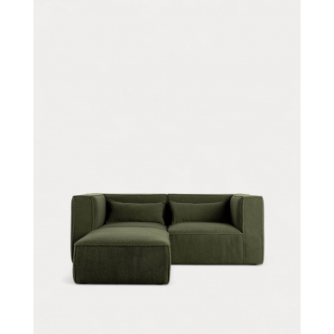 Divano Modulare 2 Pezzi Angolari e Pouf in Tessuto Bouclé Kilhe Bouclé -Verde Nori - The Masie
