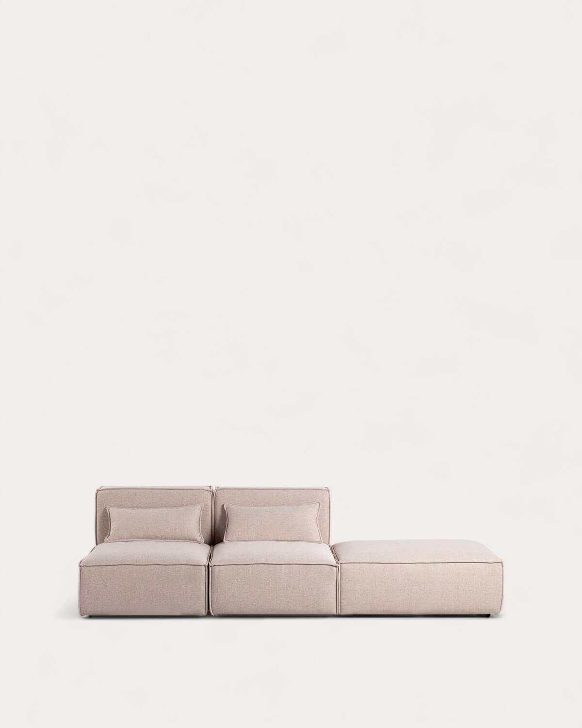 Divano Modulare 2 Pezzi con Pouf in Tessuto Kilhe