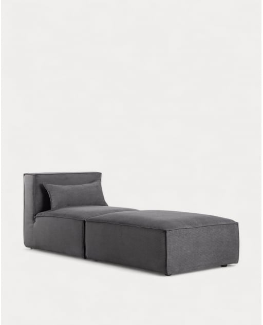 Poltrona Modulare con Pouf in Velluto a Coste Kilhe - Velluto -Grigio Graphite