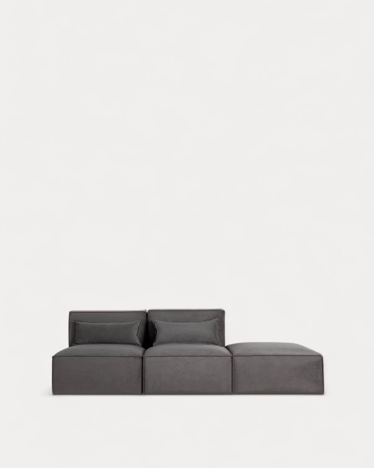 Divano Modulare 2 Pezzi e Pouf in Velluto a Coste Kilhe, immagine della galleria 1
