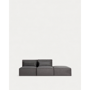 Divano Modulare 2 Pezzi e Pouf in Velluto a Coste Kilhe Velluto -Grigio Graphite - The Masie