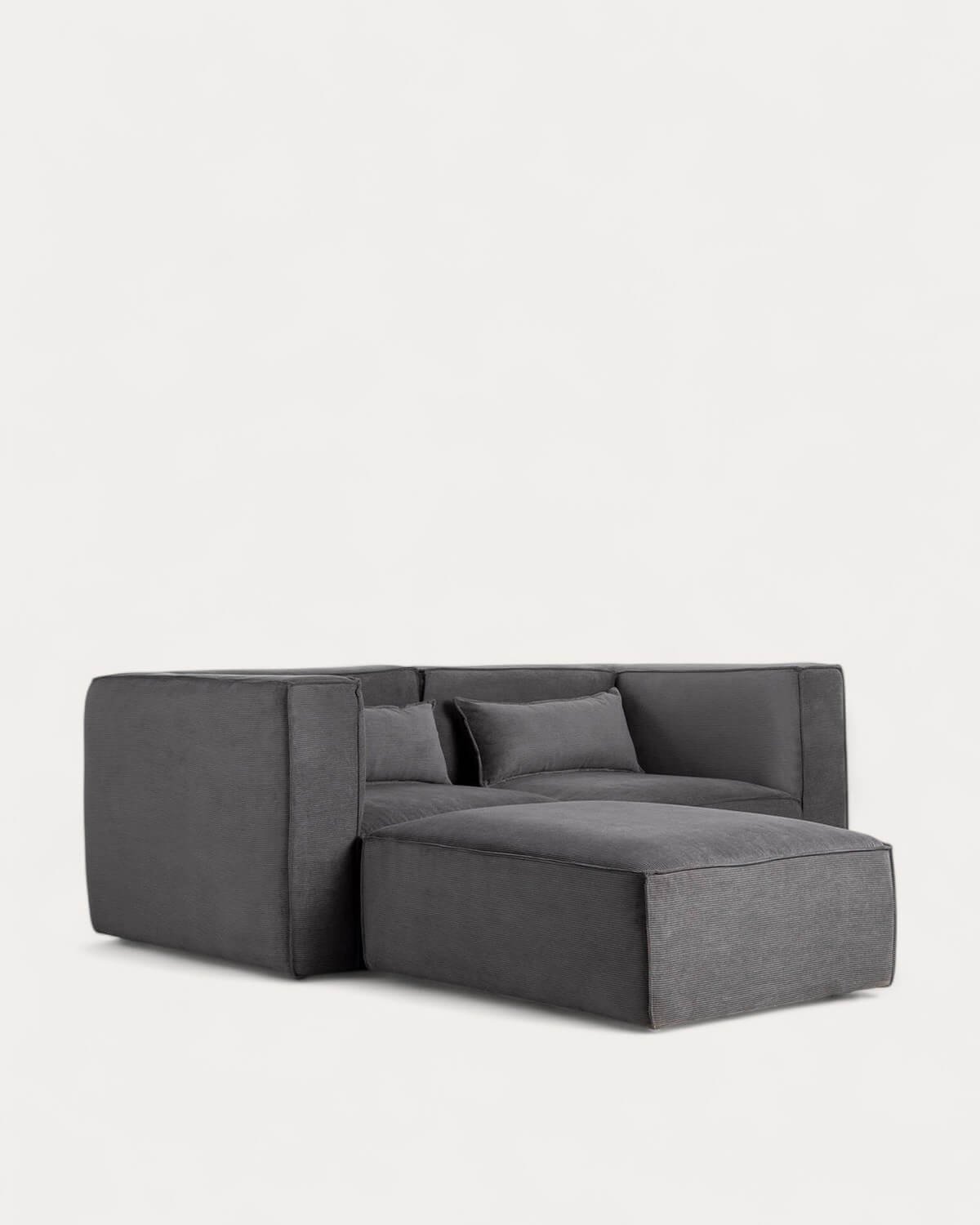 Divano Modulare a 2 Pezzi Angolari e Pouf in Velluto a Coste Kilhe, immagine della galleria 2