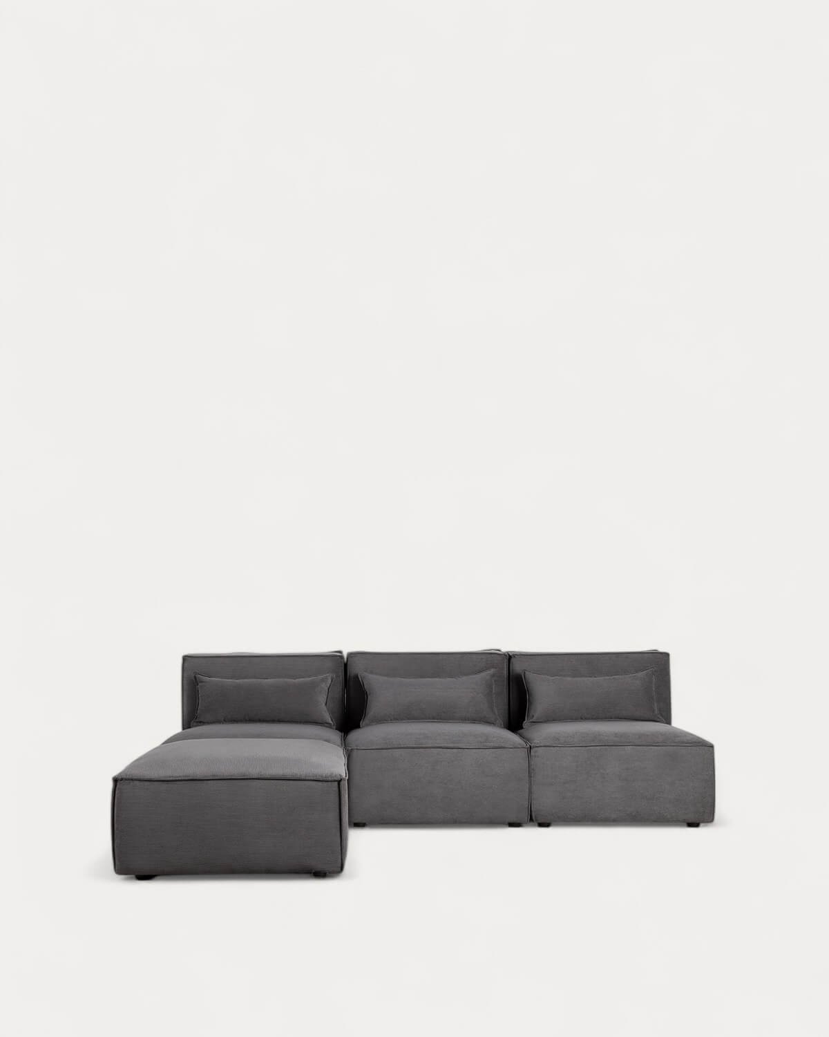 Divano Modulare 3 Pezzi e Pouf in Velluto a Coste Kilhe, immagine della galleria 1