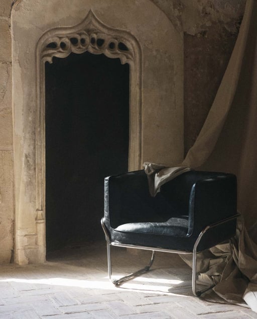 Poltrona in Similpelle e Metallo Marcellus