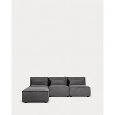 Divano Modulare 3 Pezzi e Pouf in Velluto a Coste Kilhe Velluto -Grigio Graphite - The Masie