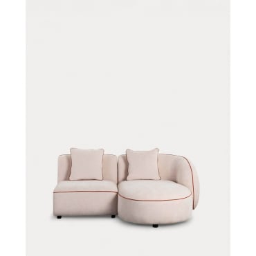 Divano Chaise Longue Modulare in 2 Pezzi con Poltrona in Tessuto Ilham Beige Seashell & Chaise longue a destra - The Masie