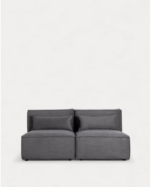 Divano Modulare 2 Pezzi in Velluto a Coste Kilhe - Velluto -Grigio Graphite