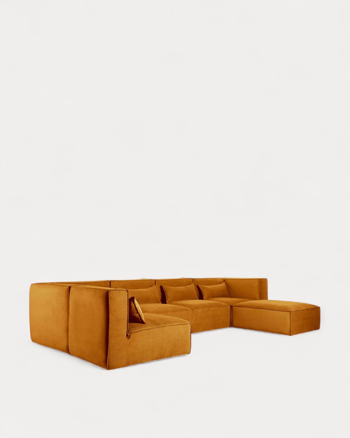 Divano Modulare a 5 Pezzi e Pouf in Velluto a Coste Kilhe, immagine della galleria 2