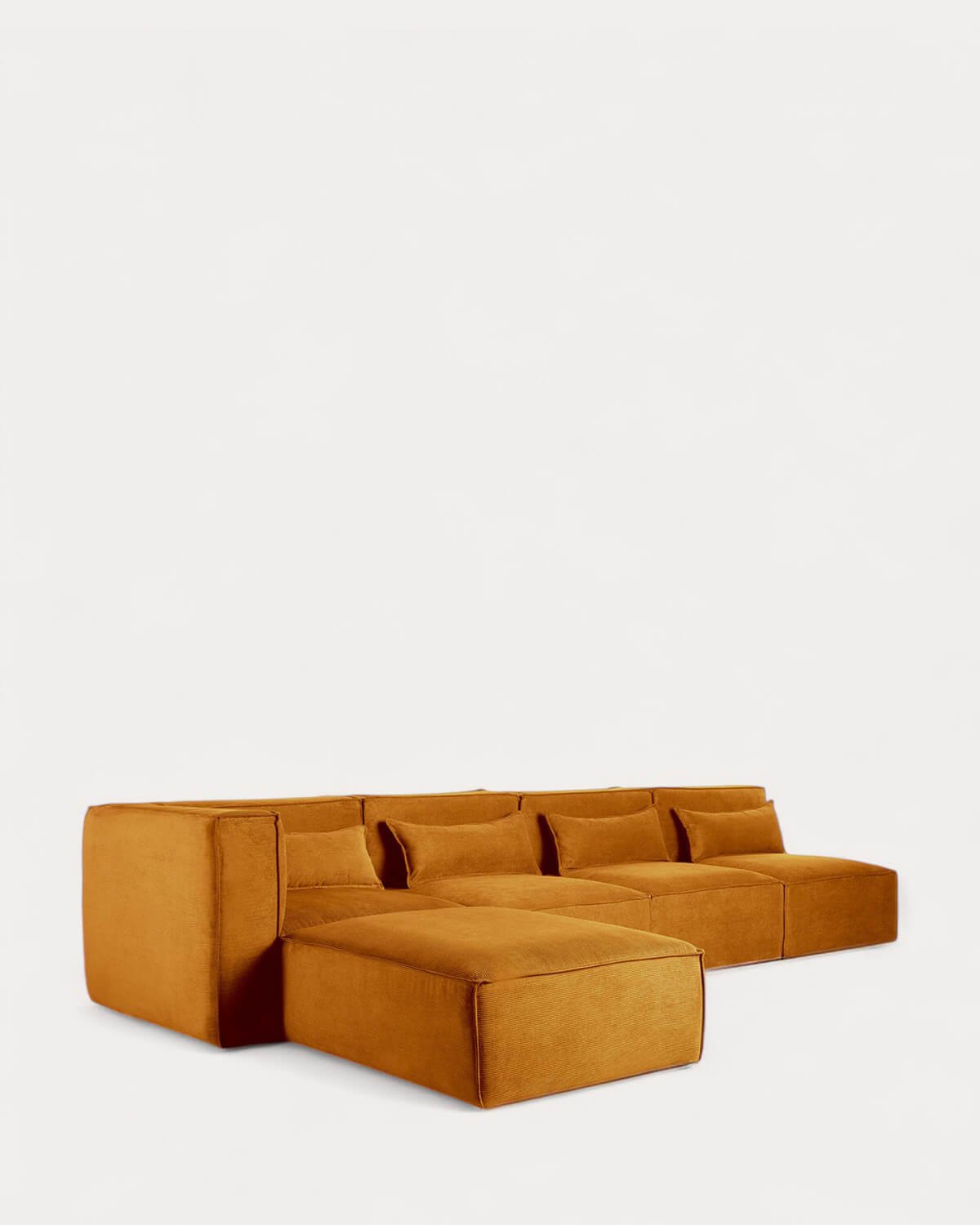 Divano Modulare a 4 Pezzi con 3 Poltrone e Pouf in Velluto a Coste Kilhe, immagine della galleria 1