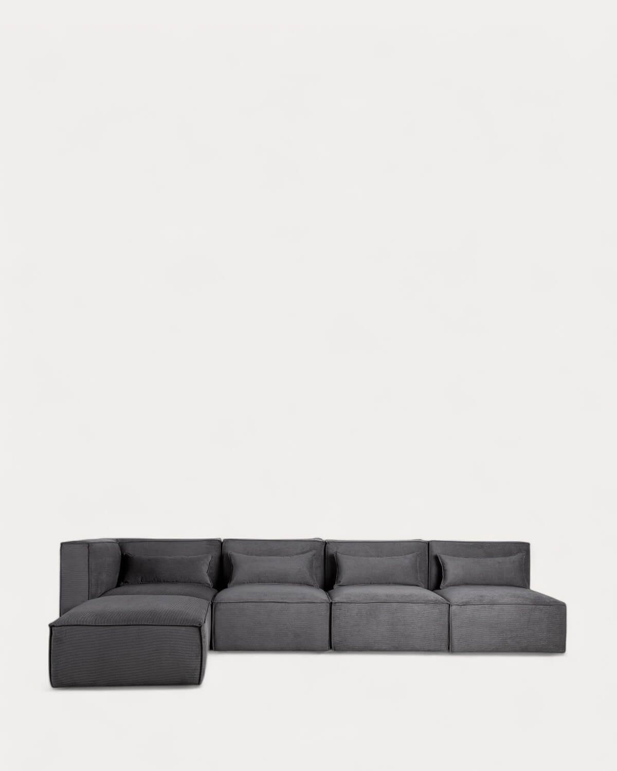 Divano Modulare a 4 Pezzi con 3 Poltrone e Pouf in Velluto a Coste Kilhe, immagine della galleria 2