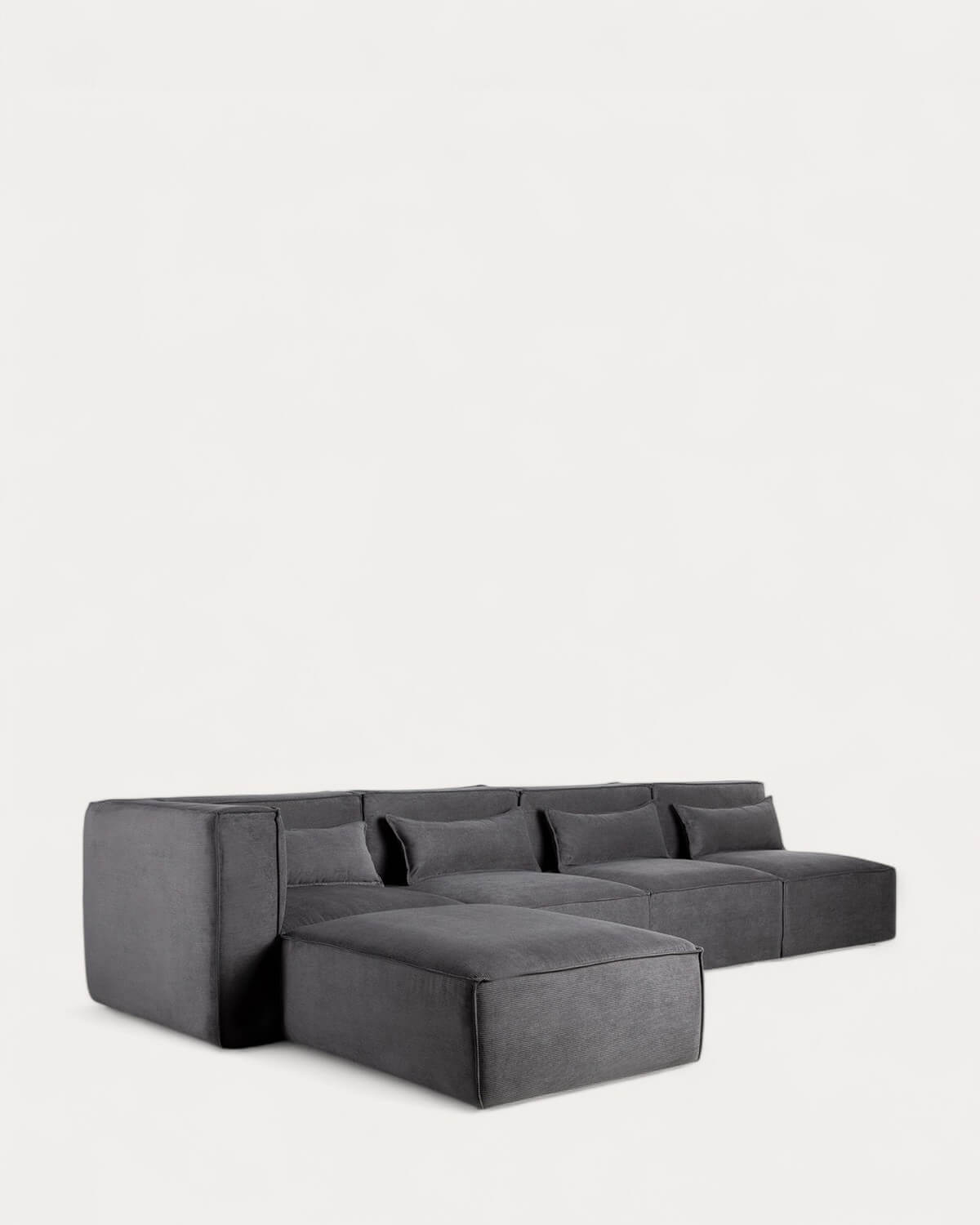 Divano Modulare a 4 Pezzi con 3 Poltrone e Pouf in Velluto a Coste Kilhe, immagine della galleria 1