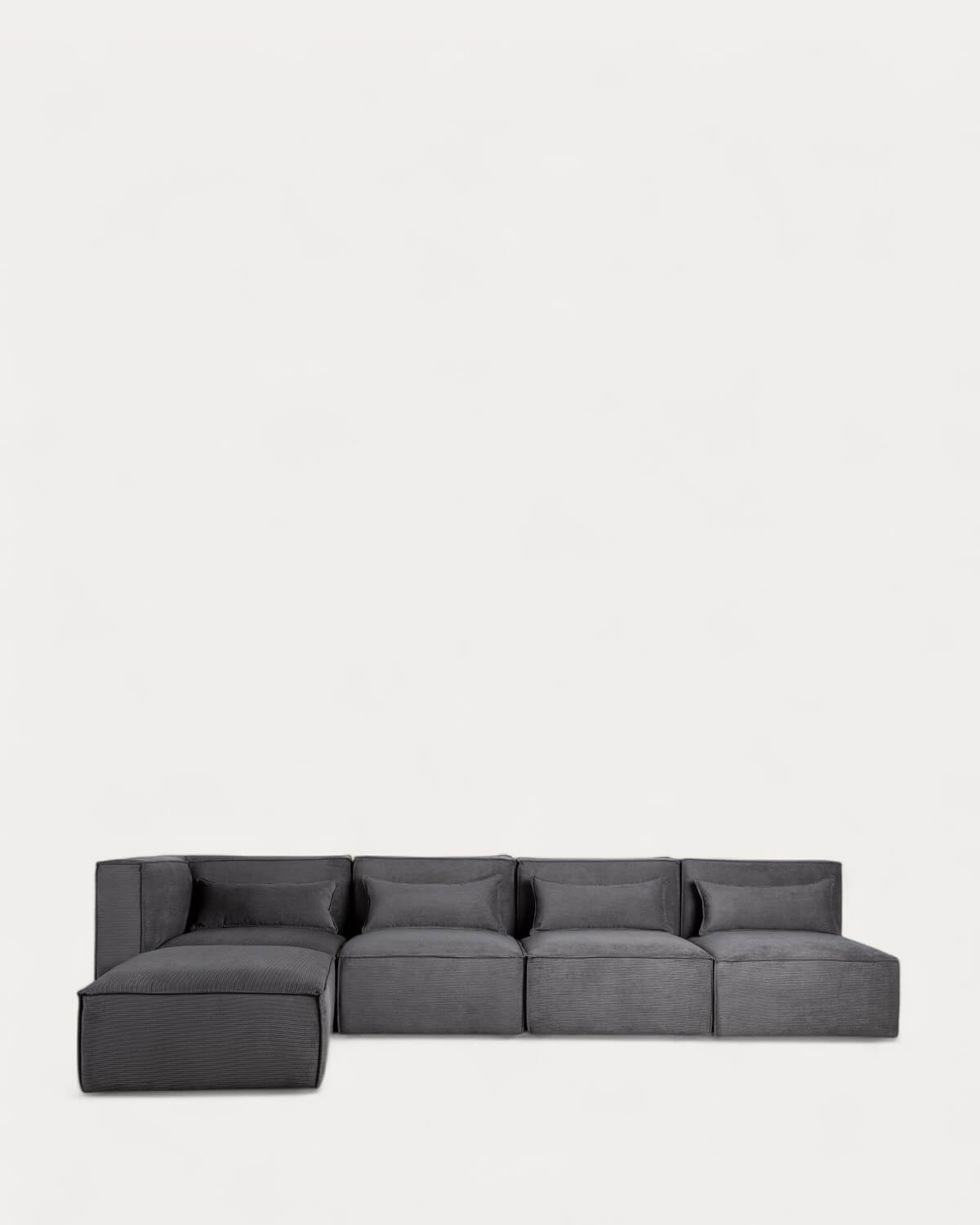Divano Modulare 4 Pezzi e Pouf in Velluto a Coste Kilhe, immagine della galleria 2