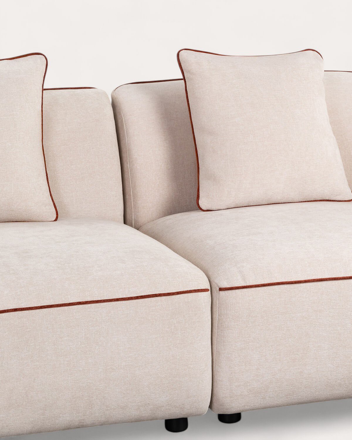 Divano Angolare Modulare in 2 Pezzi con Pouf Rotondo in Tessuto Ilham , immagine della galleria 5