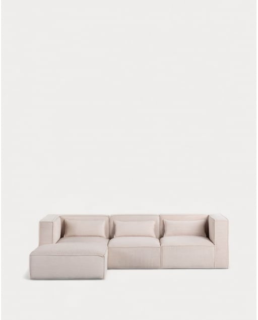 Divano Modulare a Chaise Longue in Velluto a Coste Grosso Kilhe