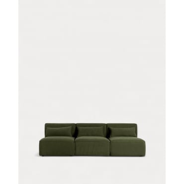 Divano Modulare 3 Pezzi in Tessuto Bouclé Kilhe Bouclé -Verde Nori - The Masie