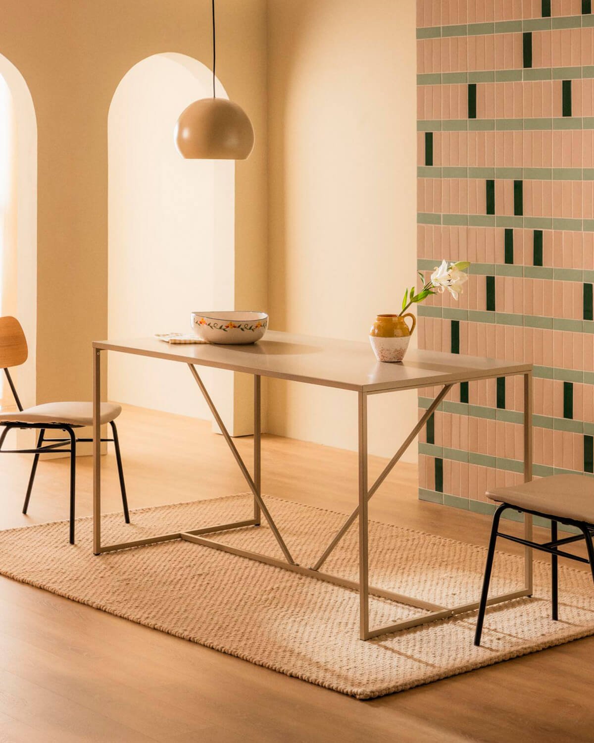 Tavolo da pranzo in acciaio laminato (140x80 cm) Ibiza, immagine della galleria 2