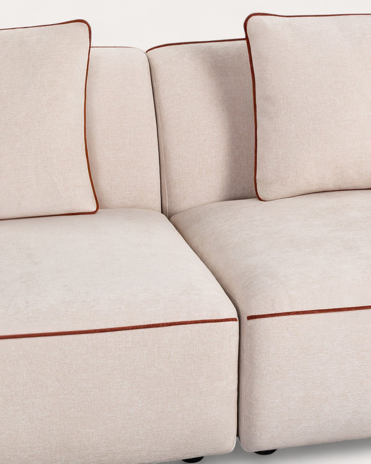 Poltrona Divano Modulare in 3 Pezzi con Pouf Rotondo in Tessuto Ilham , immagine della galleria 5